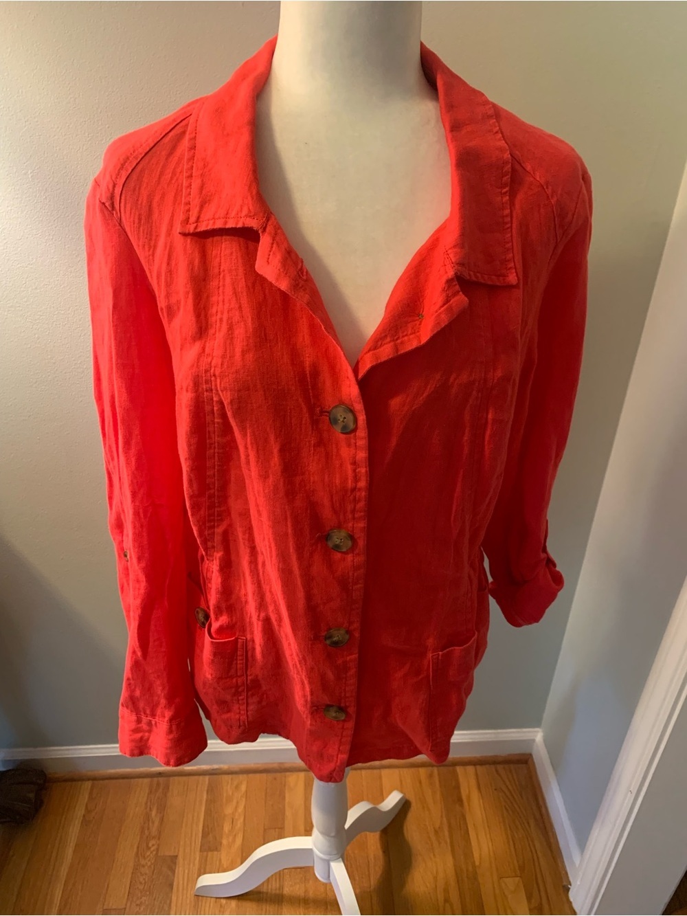 Coldwater Creek Red Linen jacket, size 14